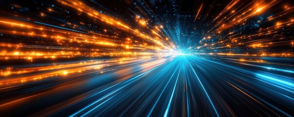 Poster - Urban Motion High-Speed Abstract Light Streaks Cyberpunk Night Traffic