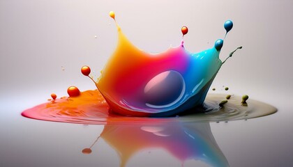 Wall Mural - A spilled drop of bright ink or paint on a clean white surface, creating a stark but simple 