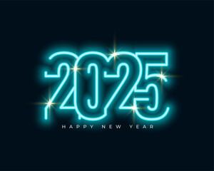 Wall Mural - glowing neon 2025 new year event background design