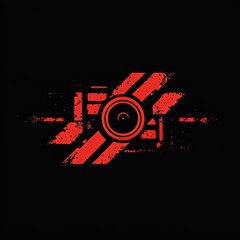 Poster - Dynamic Red and Black Abstract Design Featuring a Bold Circular Element With Striking Stripes and Textured Details, Creating an Energetic and Modern Visual Impact