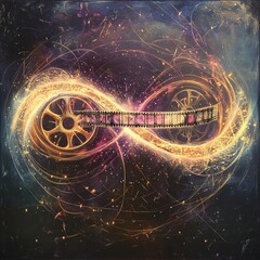 Poster - Endless Creativity Flows Through the Swirling Film Reel, Capturing Moments in a Vibrant Universe Filled With Light and Imagination, Showcasing the Beauty of Storytelling