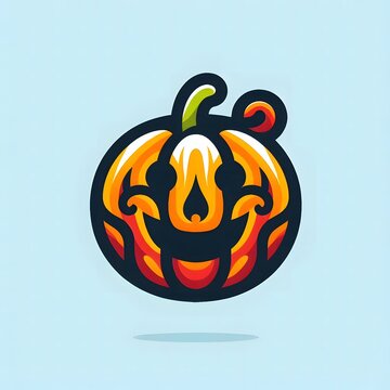 AI Generate of Logo Abstract Shape Pumpkin Halloween