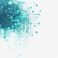 Aufkleber - Exploration of Digital Realms Through Vibrant Turquoise Connections and Intricate Patterns Emerging From a Bright Background