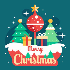 Wall Mural - Happy Merry Christmas Vector illustration