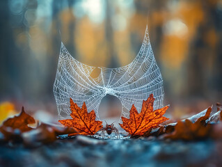 spider web with dew drops
