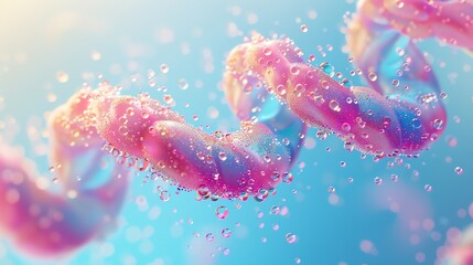 Poster - Abstract pastel helix with iridescent bubbles.