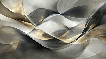 Poster - Abstract waves in neutral tones create a fluid, dynamic composition.