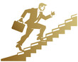 © pinan - Businessman running climb stairs vector image, Isolated on white background.