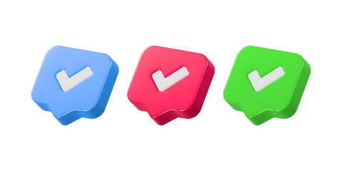 Wall Mural - 3d check mark icon with post symbol