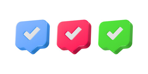 Wall Mural - 3d check mark icon with post symbol
