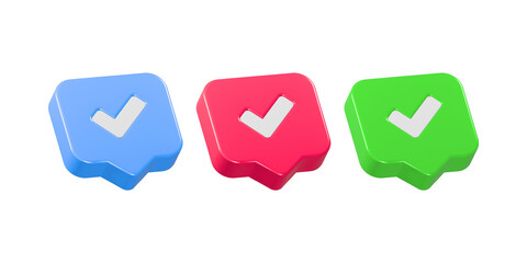 Wall Mural - 3d check mark icon with post symbol