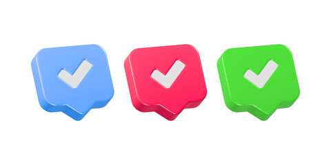 Wall Mural - 3d check mark icon with post symbol