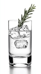 Wall Mural - Elegant Glass of Refreshing Water with Rosemary