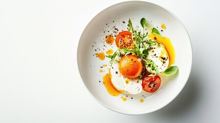 Gourmet Egg Yolk Dish with Tomatoes and Herbs