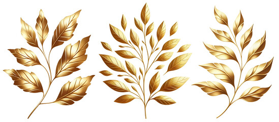 Wall Mural - Gold leaves, glimpse of autumn's golden Hour, a luxurious delight png clipart cutout transparent isolated