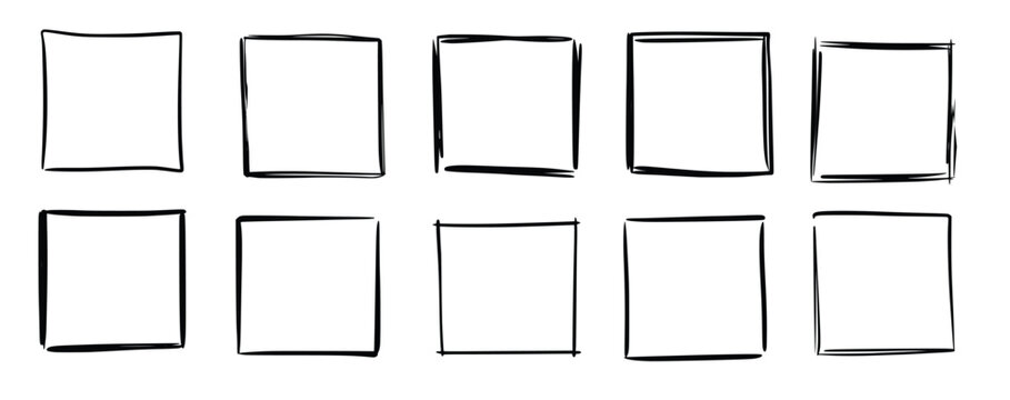 Hand drawn sketch frame vector simple doodle rectangle pencil frame border shape hand drawn doodle.