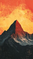 Canvas Print - Majestic Mountain Sunset Landscape Painting