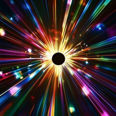 Poster - Vibrant Burst of Colors Radiating From a Central Void, Evoking a Sense of Cosmic Wonder and Energetic Movement in a Dynamic Abstract Composition