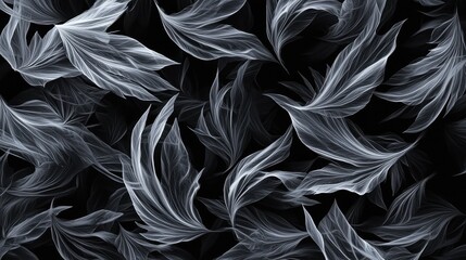 Poster - Surreal Ethereal Wisps of Light Leaves on a Black Background for Artistic Expressions