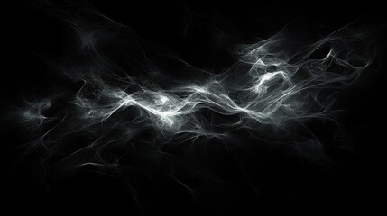 Poster - Surreal Ethereal Wisps on Black Background Capturing Dreamlike Atmosphere and Mystery
