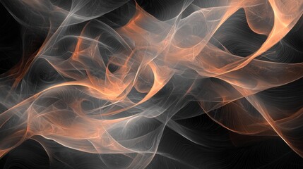 Poster - Ethereal Black Background with Surreal Wisps in Shades of Orange and White Floating Abstractly