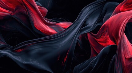 Poster - Abstract Visual of Flowing Crimson and Black Smoke Textures with Dynamic Movement
