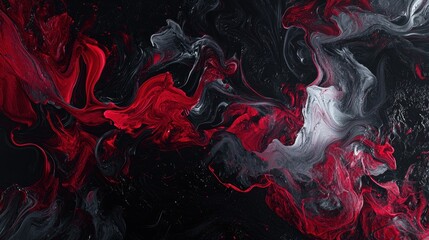 Poster - Abstract Visual of Flowing Deep Red and Black Smoky Patterns in a Dark Background