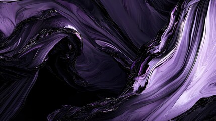 Poster - Abstract Visual of Flowing Lavender and Black Smoke in Textured Swirls and Waves