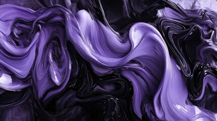 Poster - Abstract Flowing Visual of Lavender and Black Colors in Smooth Textures and Patterns
