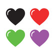 © CreativeStore - four heart shapes in different colors black red green purple hearts graphic ideal for design projects social media graphics and icons glossy and vibrant heart icons