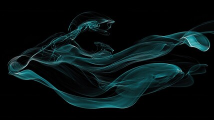 Poster - Abstract Visualization of Flowing Neon Blue and Black Smoke in Ethereal Motion