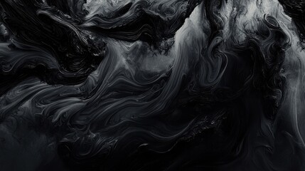 Poster - Abstract Flowing Onyx Black Smoke Visual Art for Stunning Backgrounds and Creative Projects