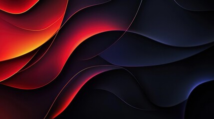 Poster - Ethereal Dark Background with Glowing Gradients in Vibrant Red and Black Curves