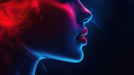 Poster - Ethereal Portrait with Glowing Gradients Against Dark Background in Gigapixel Quality