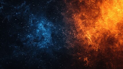 Poster - Ethereal Dark Background with Glowing Gradients of Blue and Orange in a Cosmic Style