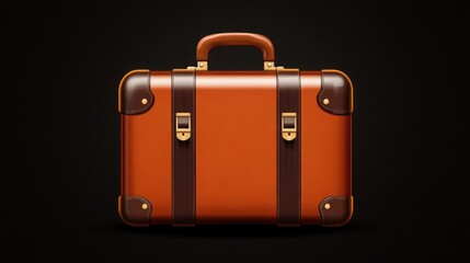 a vector illustration of a vintage suitcase with leather straps and chocolate brown accents