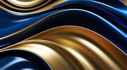 Wall Mural - Dark blue illustration wallpaper background with a touch of gold, abstract random swirl design