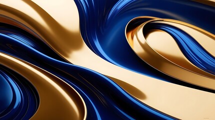Wall Mural - Dark blue illustration wallpaper background with a touch of gold, abstract random swirl design