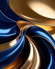 Wall Mural - Dark blue illustration wallpaper background with a touch of gold, abstract random swirl design