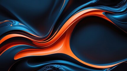 dark blue illustration wallpaper background with a touch of orange, abstract random swirl design