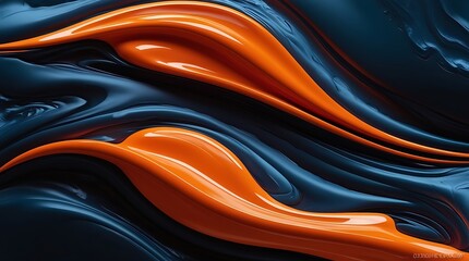 dark blue illustration wallpaper background with a touch of orange, abstract random swirl design