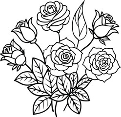 Rose flowers line art illustration