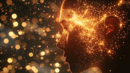 Poster - Complex Neural Digital Portrait of a Person with Creative and Abstract Visual Elements