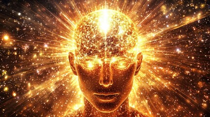 Poster - Intricate Digital Portrait of a Person with Complex Neural Connections and Radiant Energy