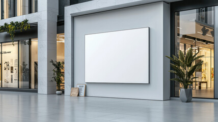Poster - clean, modern retail space featuring frameless sign on glass wall