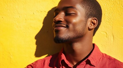 Poster - Joyful Smiling Man against a Yellow Wall