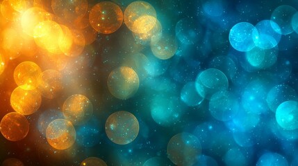 Poster - An enchanting blend of cool blue and green shades fills the space, adorned with luminous orbs that twinkle softly, evoking a sense of calm and wonder in a serene environment