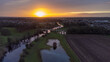 © Philip - Aerial view of sunrise over flood plain of River Wharfe and town of Tadcaster