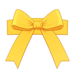 Aufkleber - Yellow ribbon bow with smooth texture, tied neatly and isolated on transparency background