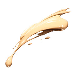 Poster - Beige liquid foundation smear isolated on transparency background, showcasing smooth texture and creamy consistency